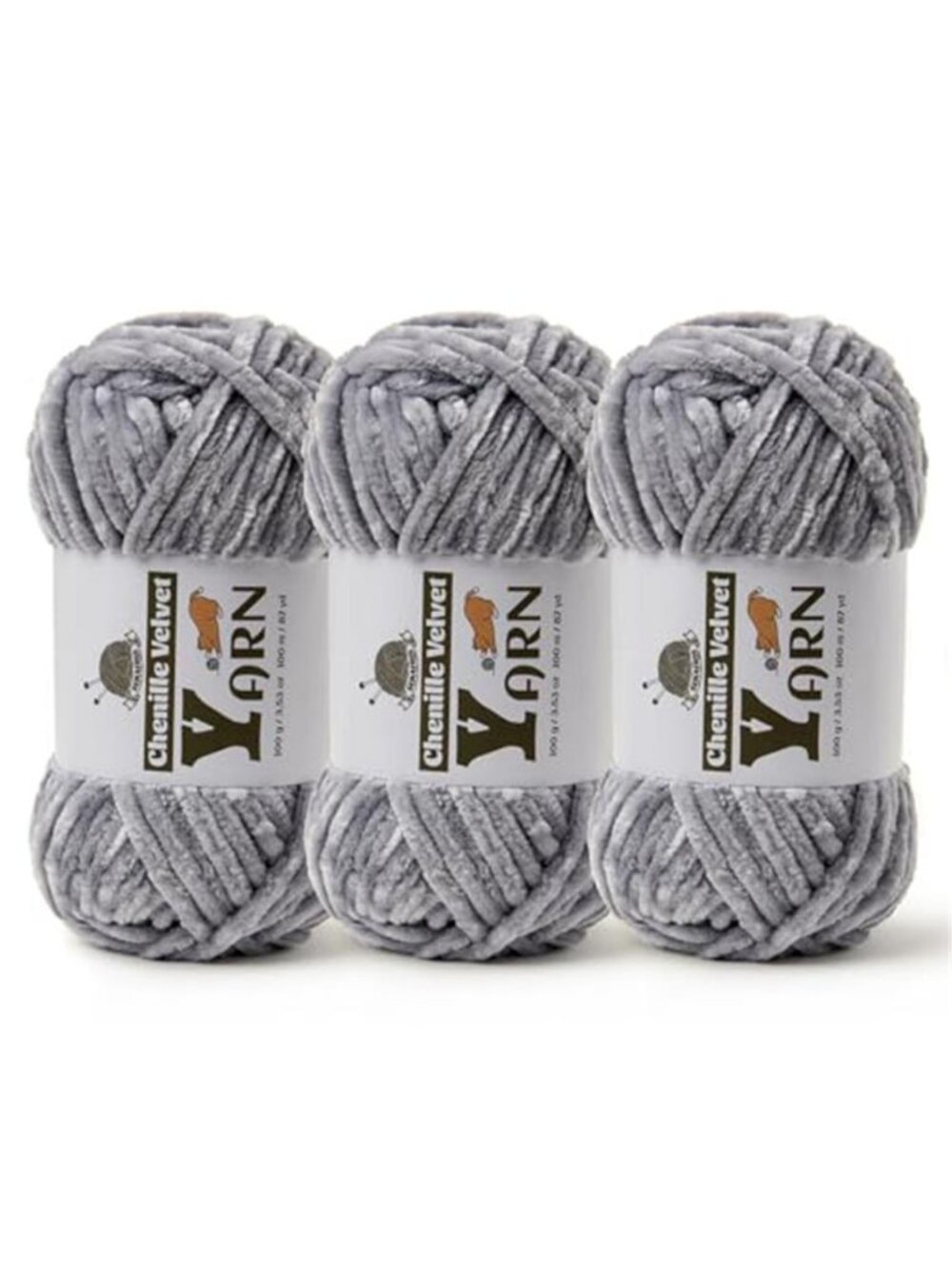 Light Gray Chenille Yarn Soft Chunky Polyester Crochet Knitting Baby Blanket